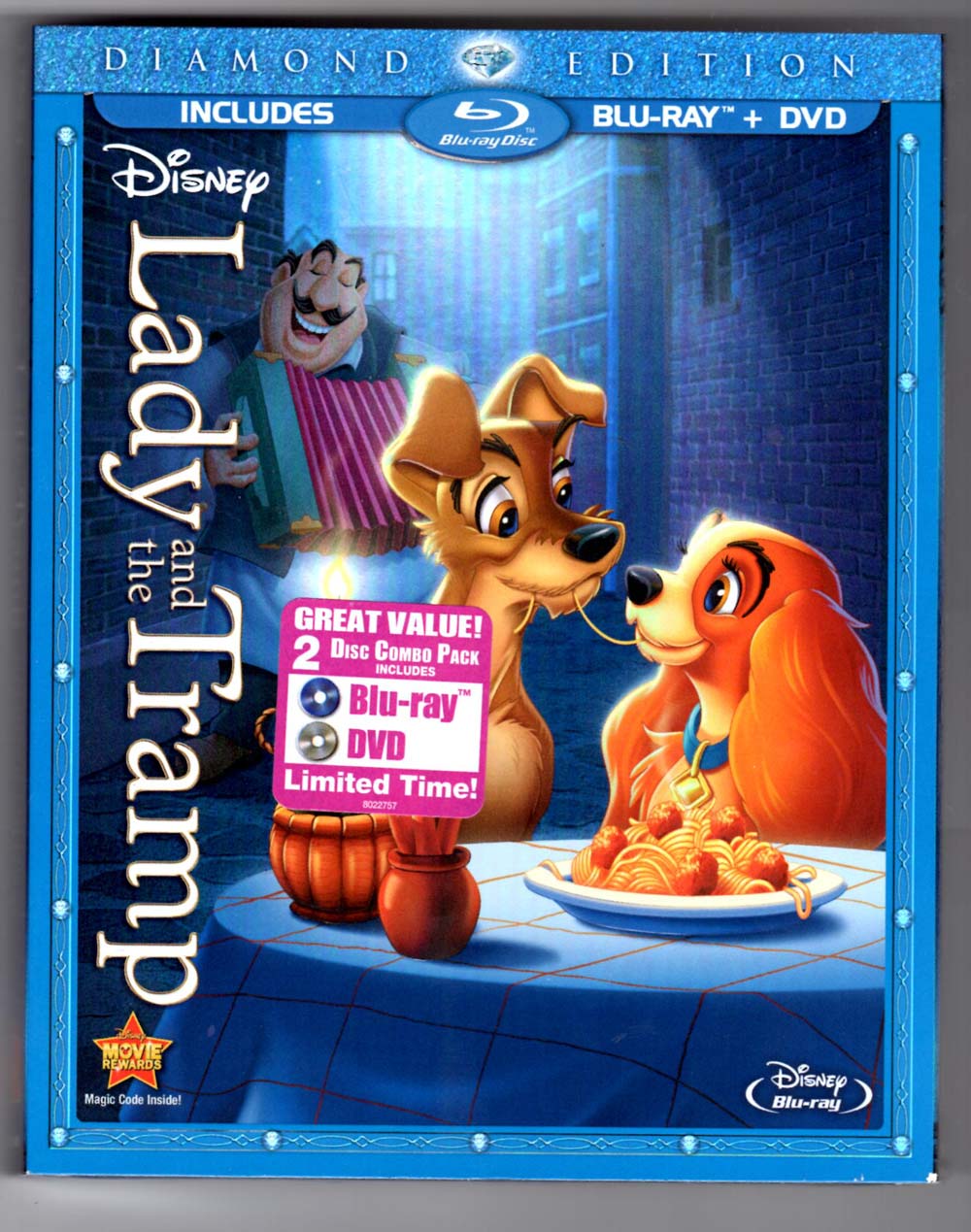 Lady And The Tramp Blu Ray Dvd Disc Set Diamond Edition