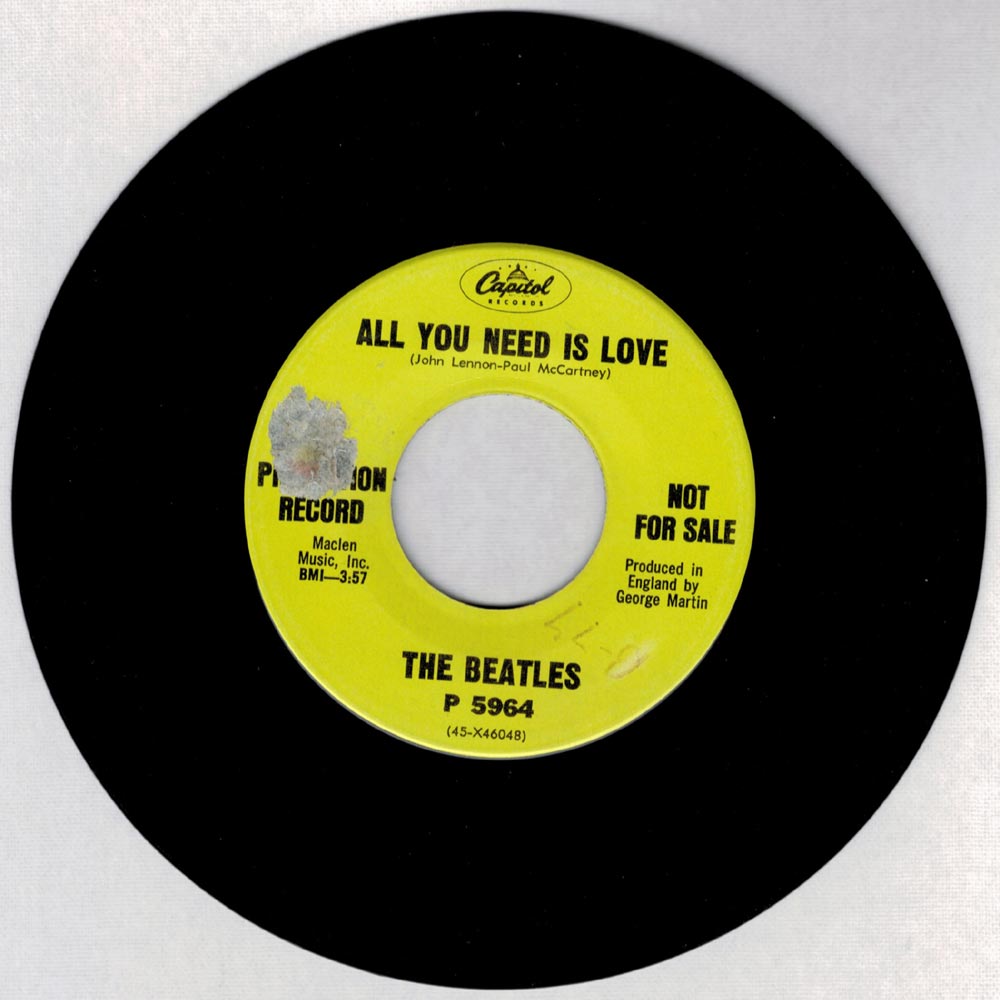 THE BEATLES-ALL YOU NEED IS LOVE / BABY, YOU'RE A RICH MAN 45 RECORD ...