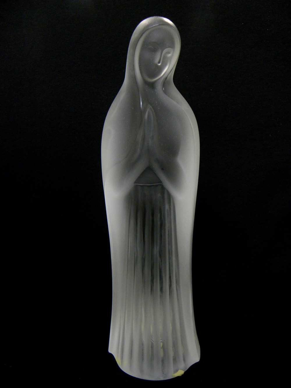 RARE LALIQUE MADONNA VIRGIN MARY CRYSTAL FROSTED HEAVY ART GLASS SIGNED ...