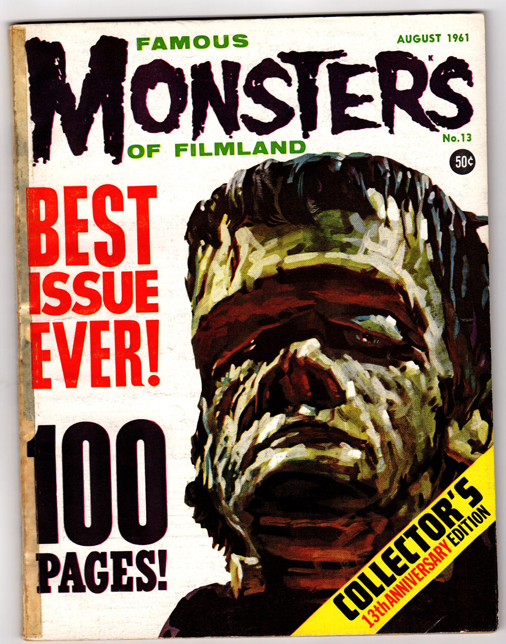 Famous Monsters Of Filmland 13 2 0 Frankenstein Cover Ow Pgs 08 61 Ebay